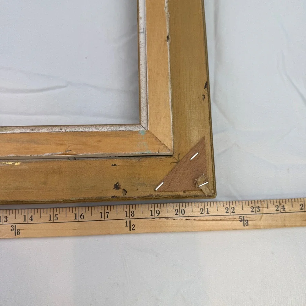 Vintage Gold Ornate Wood Picture Frame 16x20 Black Velvet Liner Baroque Style